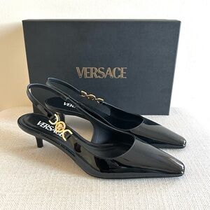 Versace Black Singback Kitten Heels